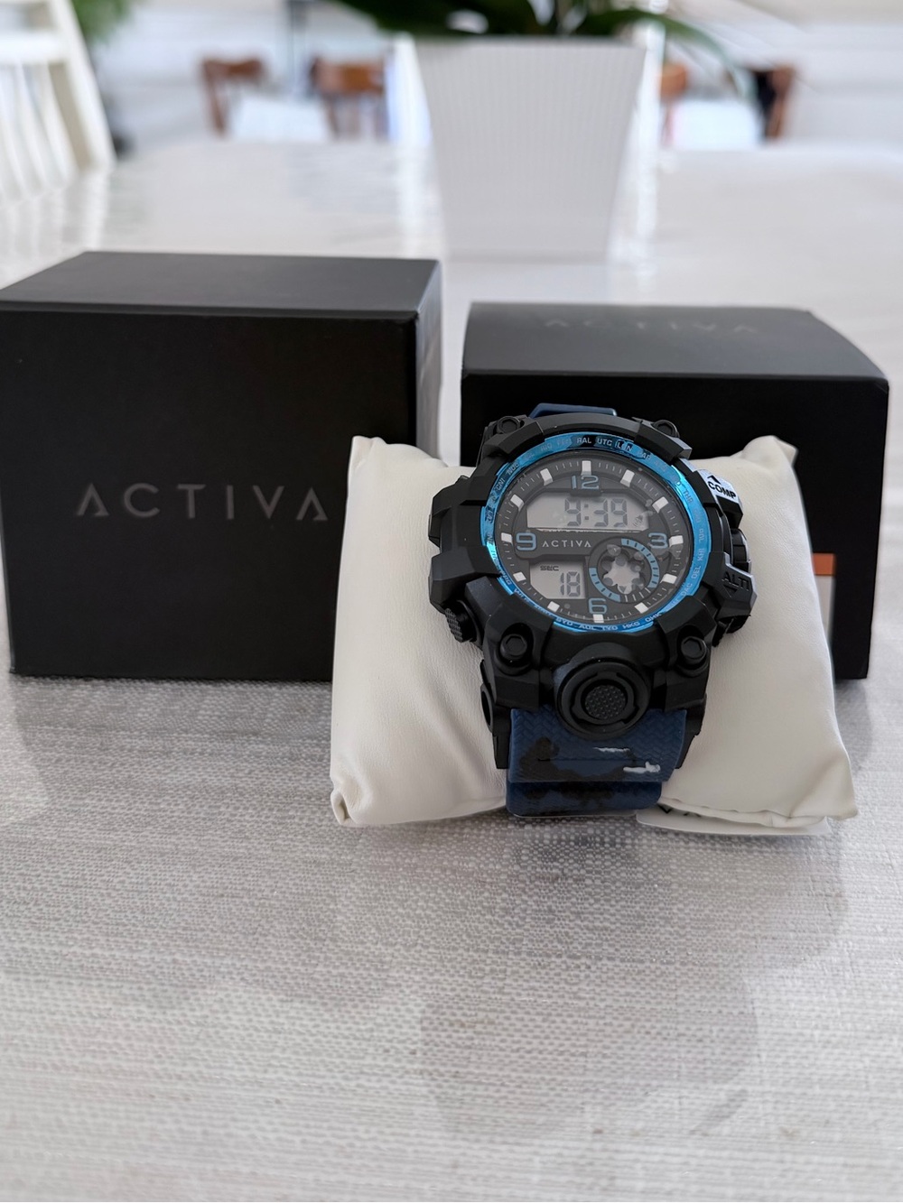 Activa Men’s Black Watch with Blue Camouflage Strap